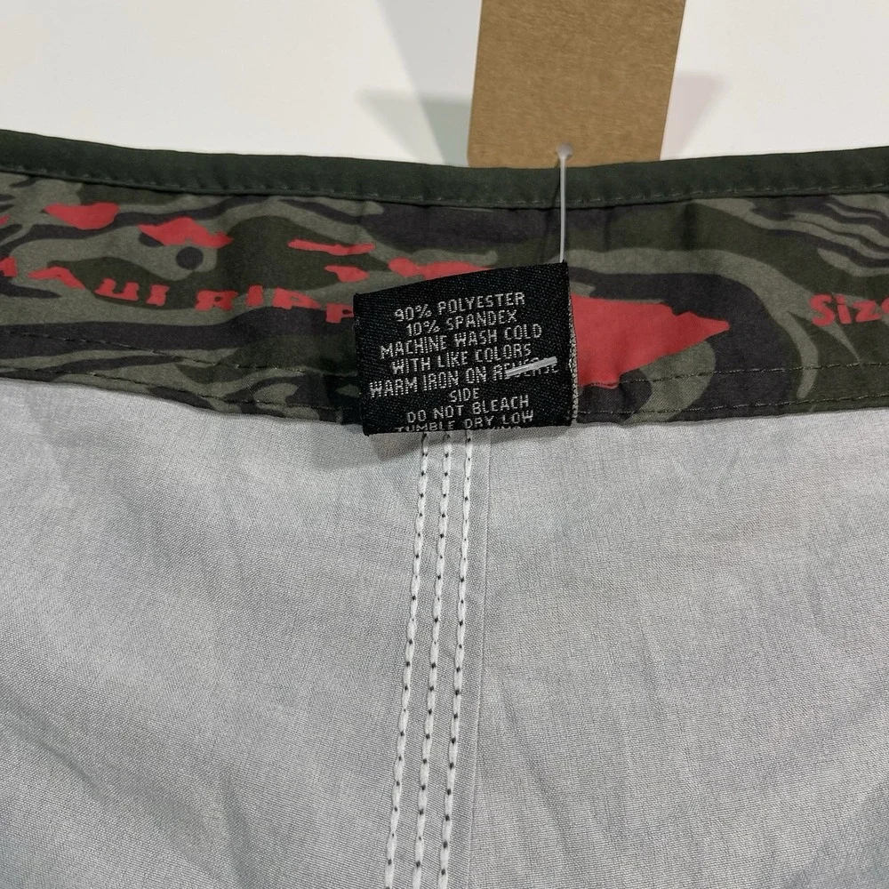 Maui Rippers Board Shorts Mens Size 16 Green Wave Surf Swim Trunks Cargo Pocket